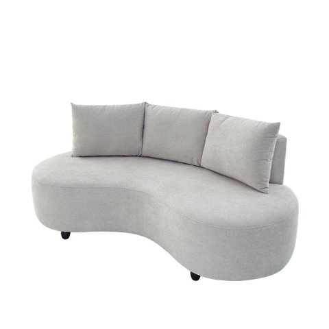 Sofa Orgânico Curvo Feijão 195cm Boucle Bege Venus Estofama