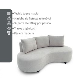 Sofa Orgânico Curvo Feijão 195cm Boucle Bege Venus Estofama - 5