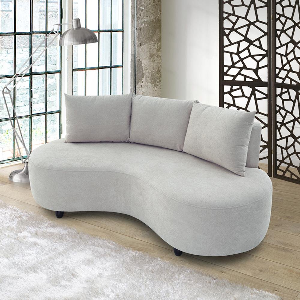 Sofa Orgânico Curvo Feijão 195cm Boucle Bege Venus Estofama - 2