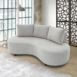 Sofa Orgânico Curvo Feijão 195cm Boucle Bege Venus Estofama - 2