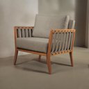 Ver imagem 1 de Poltrona Decorativa Madeira Maciça Helena Linho Cinza