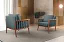 Ver imagem 4 de Poltrona Decorativa Madeira Maciça Helena Linho Azul