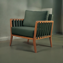 Ver imagem 1 de Poltrona Decorativa Madeira Maciça Helena Veludo Verde