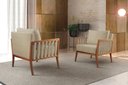 Ver imagem 4 de Poltrona Decorativa Madeira Maciça Helena Branco Corino Off White