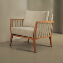 Ver imagem 1 de Poltrona Decorativa Madeira Maciça Helena Branco Corino Off White