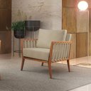 Ver imagem 6 de Poltrona Decorativa Madeira Maciça Helena Branco Corino Off White