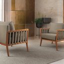 Ver imagem 4 de Poltrona Decorativa Madeira Maciça Helena Marrom Linho/Cappuccino