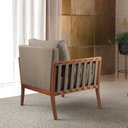 Ver imagem 7 de Poltrona Decorativa Madeira Maciça Helena Marrom Linho/Cappuccino