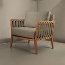 Ver mais imagens de Poltrona Decorativa Madeira Maciça Helena Marrom Linho/Cappuccino