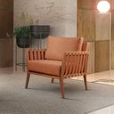 Ver imagem 6 de Poltrona Decorativa Madeira Maciça Helena Laranja Linho Terracota