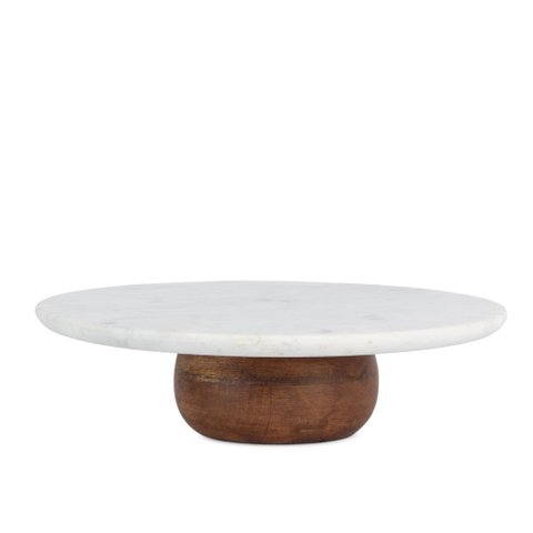 Centro de Mesa Decorativo em Madeira e Mármore 30cm 22088 Mart