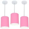 Kit 3 Lustre Pendente Cilíndrico 18x25cm Rosa Bebê Bivolt - 1
