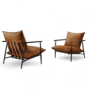 Ver imagem 2 de Poltrona Metal Industrial Agatha Luxo Marrom Caramelo