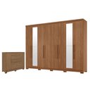 Ver imagem 5 de Guarda Roupa Casal 8 Portas 4 Gavetas Master New com Espelho e Pés e Cômoda Pinhais Jatobá Acetinado