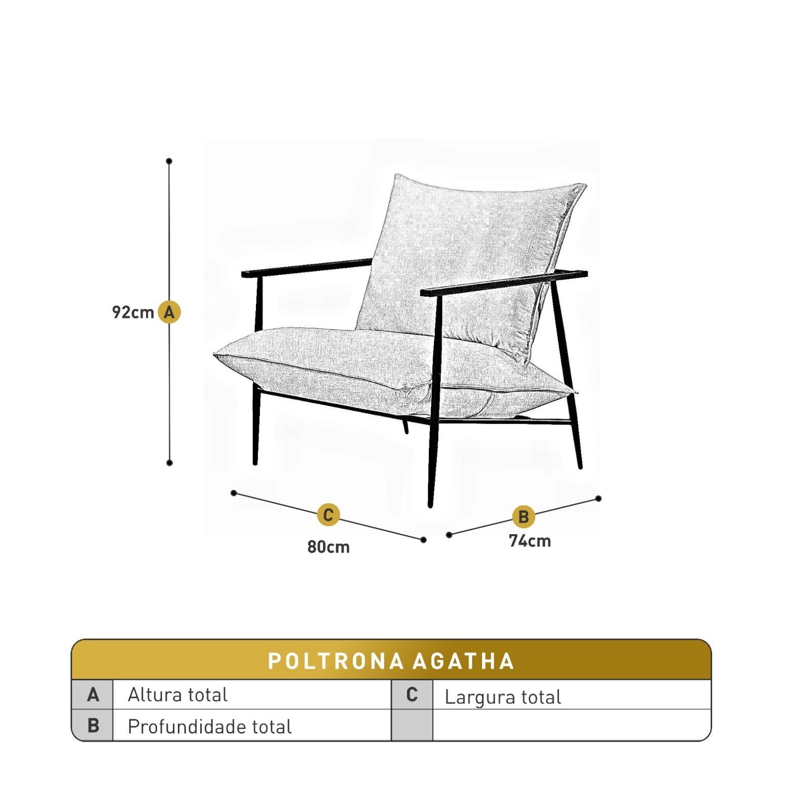 Poltrona Metal Industrial Agatha Luxo - 3