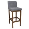 Banco Alto Bistrô de Madeira com Encosto Estofado Cinza Lívia Soberati Banco Alto Bistrô de Madeira  - 1