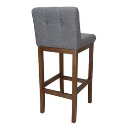 Banco Alto Bistrô de Madeira com Encosto Estofado Cinza Lívia Soberati Banco Alto Bistrô de Madeira  - 2