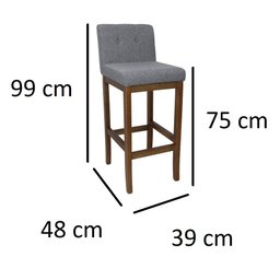 Banco Alto Bistrô de Madeira com Encosto Estofado Cinza Lívia Soberati Banco Alto Bistrô de Madeira  - 4