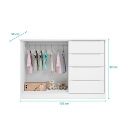 Quarto completo com Guarda Roupa 3 Portas e 4 Gavetas + Cômoda 2 Portas e 4 Gavetas Pérola Branco -  - 5