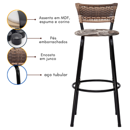 Kit 2 Bancos para Bancada Banqueta Alta Cappuccino Balcão Cozinha Bistrô Área Gourmet Churrasqueira - 5