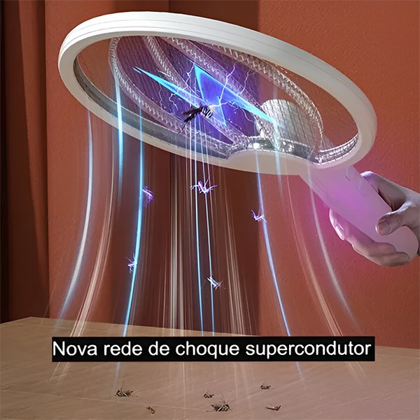 Raquete Uv para Mosquitos 4 em 1 Atração com Luz Ultravioleta Funções Manual e Portátil - 4