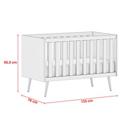 Quarto de Bebê Completo Retrô Berço 3 em 1 Cômoda Guarda Roupa Melinda - 8