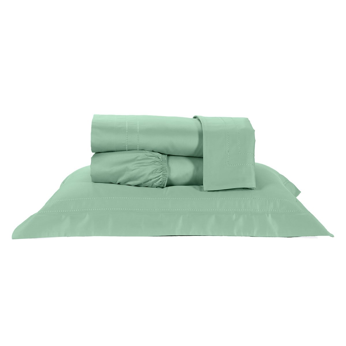 Roupa de Cama King Size Verde 400 Fios Egípcio 100% Algodão 4 Peças - 1