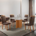 Ver imagem 1 de Mesa de Jantar Olímpia 90cm Tampo MDF Vidro Canto Copo com 4 Cadeiras Aline