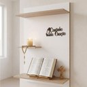 Ver imagem 2 de Oratório MDF com Frase 3D - Painel Suporte Parede Cantinho da Oração 90x60 Branco/Amadeirado