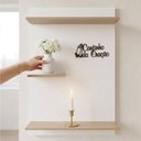 Ver imagem 5 de Oratório MDF com Frase 3D - Painel Suporte Parede Cantinho da Oração 90x60 Branco/Amadeirado