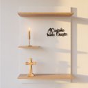 Ver imagem 1 de Oratório MDF com Frase 3D - Painel Suporte Parede Cantinho da Oração 90x60 Branco/Amadeirado