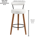 Ver imagem 3 de Kit 2 Banquetas Altas 60 Cm Estofada Corino com Encosto Retrô P/ Cozinha Área Gourmet Balcão - Izis: