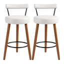 Ver imagem 1 de Kit 2 Banquetas Altas 60 Cm Estofada Corino com Encosto Retrô P/ Cozinha Área Gourmet Balcão - Izis: