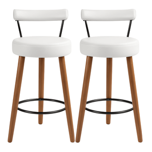 Kit 2 Banquetas Altas 60 Cm Estofada Corino com Encosto Retrô P/ Cozinha Área Gourmet Balcão - Izis: