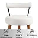 Ver imagem 5 de Kit 2 Banquetas Altas 60 Cm Estofada Corino com Encosto Retrô P/ Cozinha Área Gourmet Balcão - Izis: