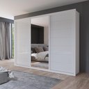 Ver imagem 1 de Guarda Roupa Casal Maia 3 Portas de Correr 6 Gavetas MDF com Espelho Branco Bom Pastor Móveis 245cm