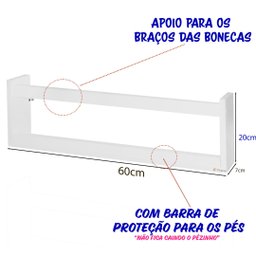 1 Prateleira organizadora bonecas Barbie brinquedo 60x20x7 - 5