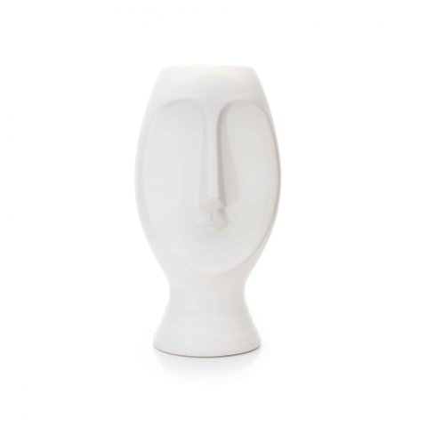 Vaso Decorativo Rosto em Cerâmica Branco 23,5x11cm - D’Rossi