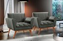Ver imagem 7 de Poltrona Decorativa Madeira Maciça Lyz Luxo Cinza