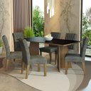 Ver imagem 1 de Conjunto Sala de Jantar Mesa Tampo de Madeira 6 Cadeiras Madesa Rustic-preto-silver
