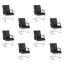 Ver imagem 2 de Kit com 8 Cadeiras Office Base Fixa em Aço Cromado e Couro Ecologico Austin Preto