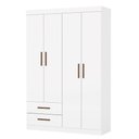 Ver imagem 3 de Guarda-roupa Solteiro Solo 4 Portas 2 Gavetas Branco - Pnr Móveis