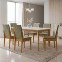 Ver imagem 1 de Mesa de Jantar Kit 6 Cadeiras com 100% Madeira Maciça Siera Dakota Cerejeira Veludo Aura Castor
