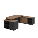 Ver imagem 7 de Mesa Tamburato com 4 Gavetas Ld Nogal/Preto Artany