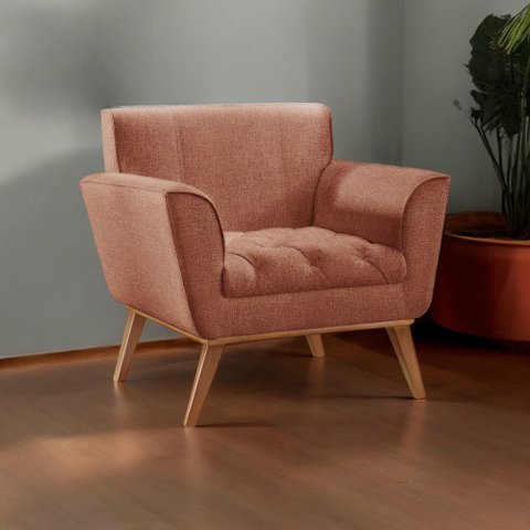 Poltrona Madeira Maciça Lyz Luxo Laranja Terracota