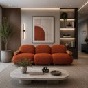 Ver imagem 2 de Sofá Leaf 250 cm 3 Lugares Orgânico Luxo Sala de Estar:Bouclê Terra Cota