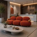 Ver imagem 1 de Sofá Leaf 250 cm 3 Lugares Orgânico Luxo Sala de Estar:Bouclê Terra Cota