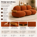 Ver imagem 7 de Sofá Leaf 250 cm 3 Lugares Orgânico Luxo Sala de Estar:Bouclê Terra Cota