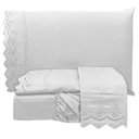 Ver imagem 1 de Jogo Cama Casal Angely Bordado Inglês 4 Pçs Branco