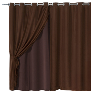 Cortina Blackout com voil 5,00x2,70 Para Trilho Duplo:Marrom-escuro
